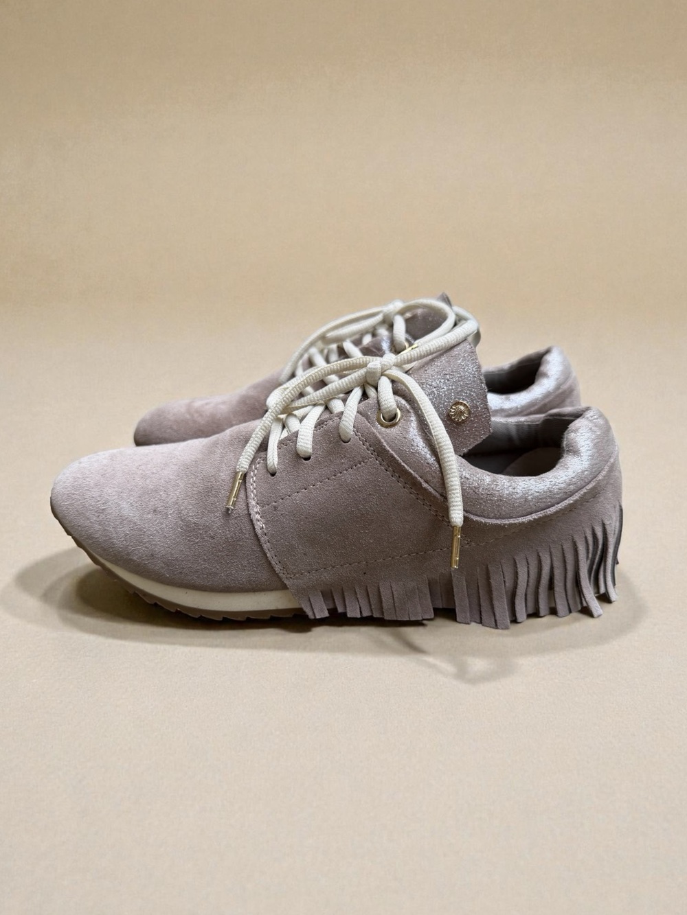 Yellow Box Lakota Taupe Suede Lace up Fringe Loafer Sneakers - Boho Tassel Shoes